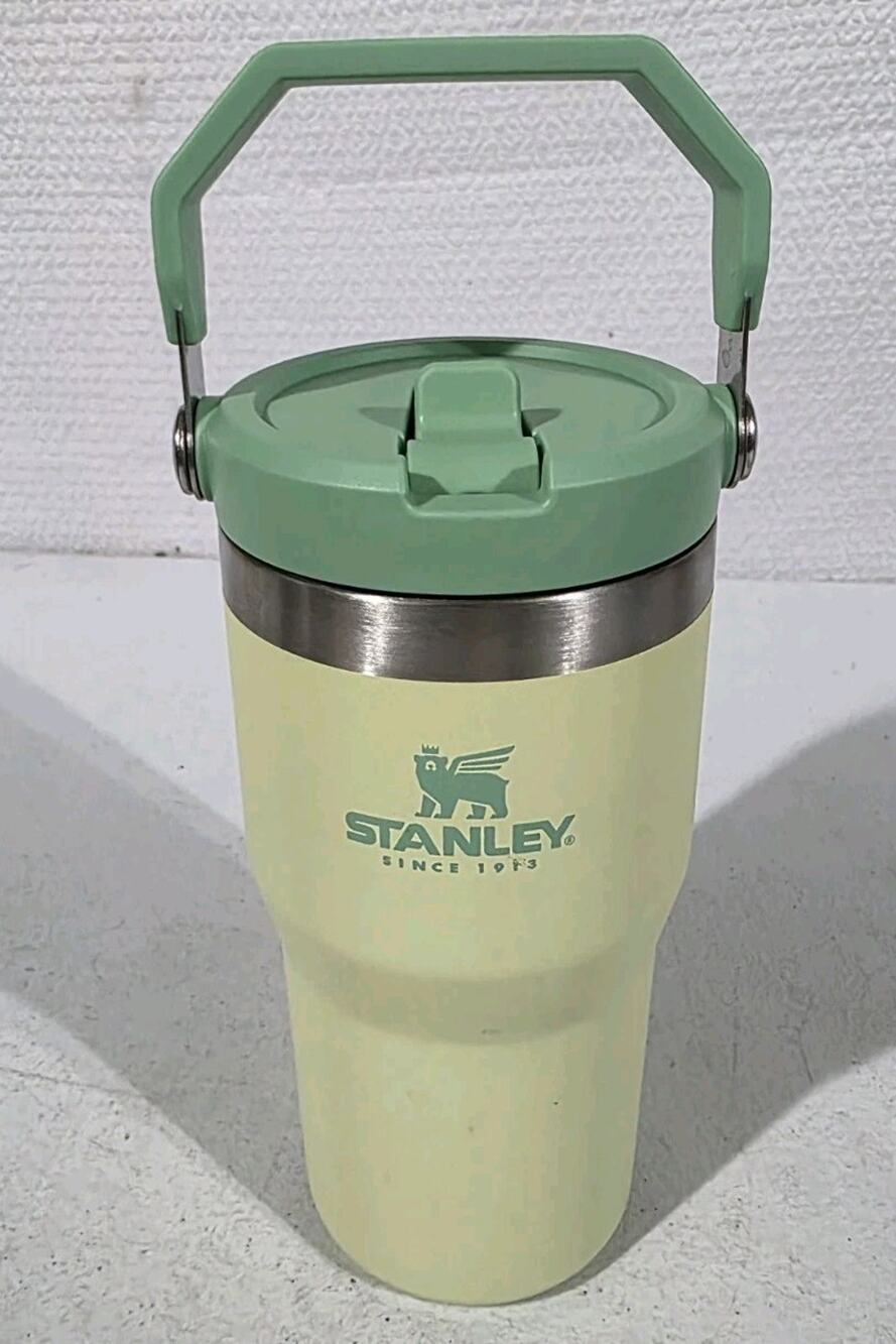 Stanley IceFlow Flip Straw 20 oz Tumbler Water Bottle Green Carry Handle